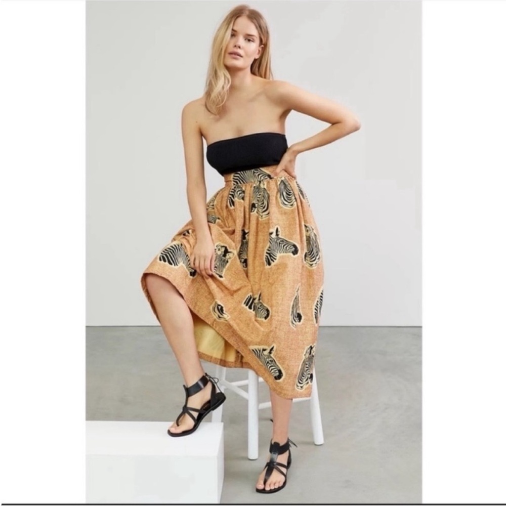 Anthropologie Asymmetrical Skirt in Black and Tan